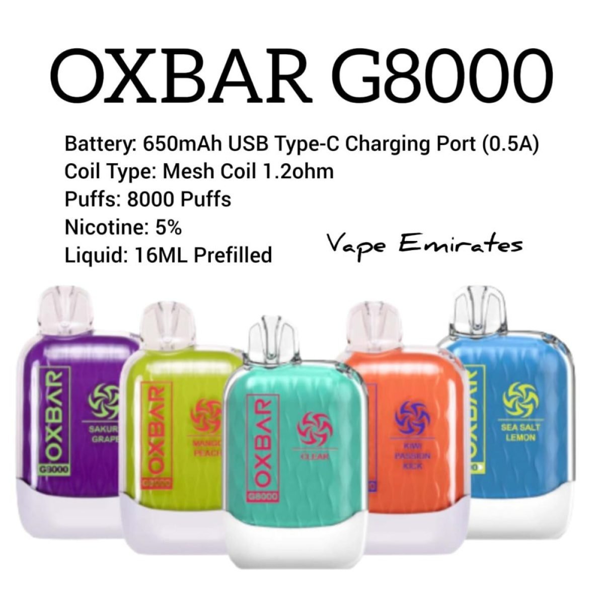 OXBAR G8000 Puffs Disposable, 5%/Type-C/-- Vape Emirates