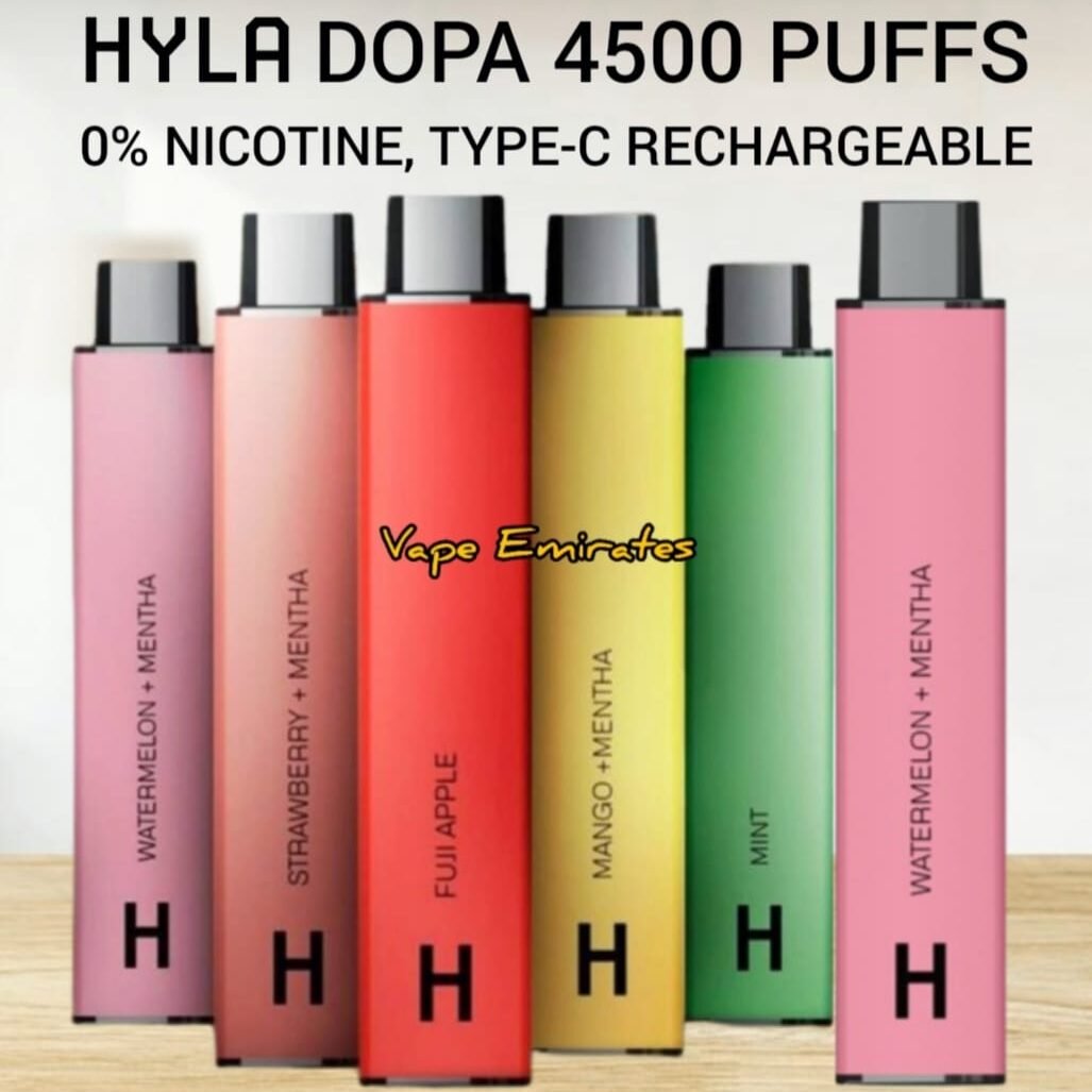 HYLA DOPA 4500 Puffs, 0% Nicotine/ Type-C Rechargeable.