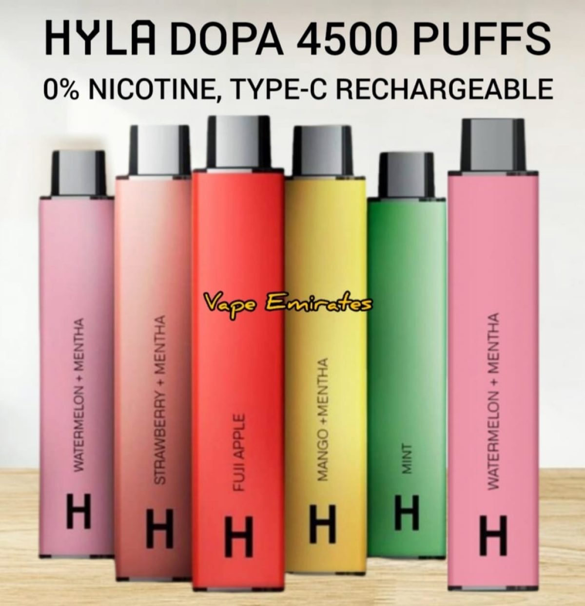 HYLA DOPA 4500 Puffs, 0% Nicotine/ Type-C Rechargeable