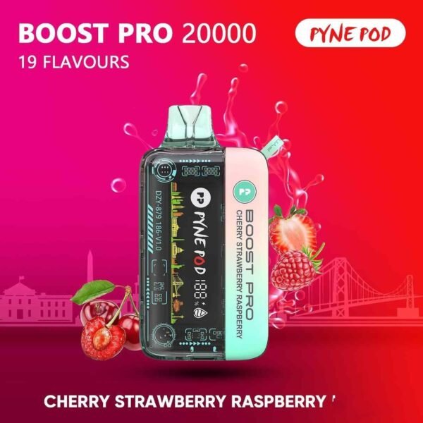  Pyne Pod Boost Pro 20000 Puffs  Cherry Strawberry Raspberry