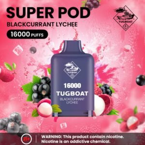 Tugboat Super 16000 Puffs Pod Mod blackcurrant lychee
