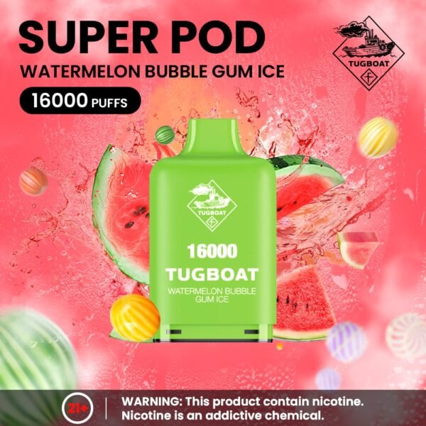 Tugboat Super 16000 Puffs Pod Mod watermelon bubblegum
