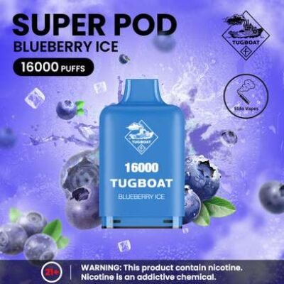 Tugboat Super 16000 Puffs Pod Mod blueberry ice