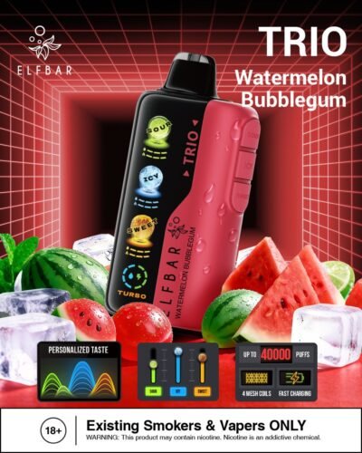 Elf Bar Trio 40k Puffs watermelon bubble gum Elf Bar Trio 40k Puffs watermelon bubble gum