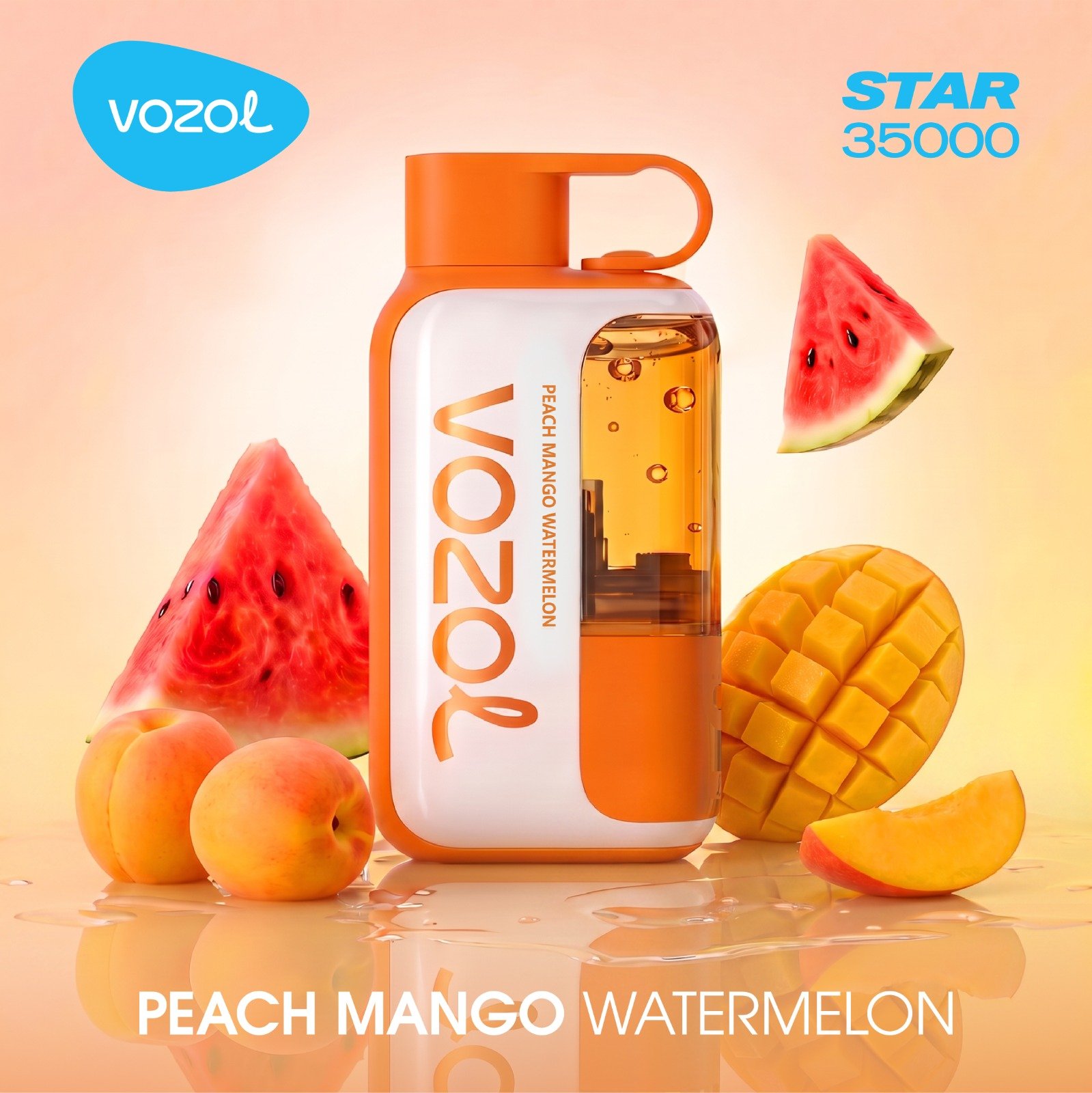 Vozol Star 35000 Puffs peach mango watermelon  Vozol Star 35000 Puffs Disposable Vape peach mango watermelon
